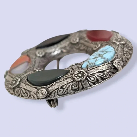Vintage Miracle Scottish Celtic Stone Brooch - Picture 2 of 6